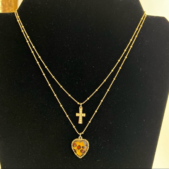 Betsey Johnson leopard heart and cross nec… - Picture 2 of 11
